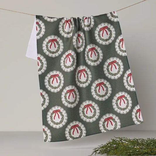 Merry Wreaths Tea Towel