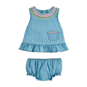 Embroidered Pinafore Set