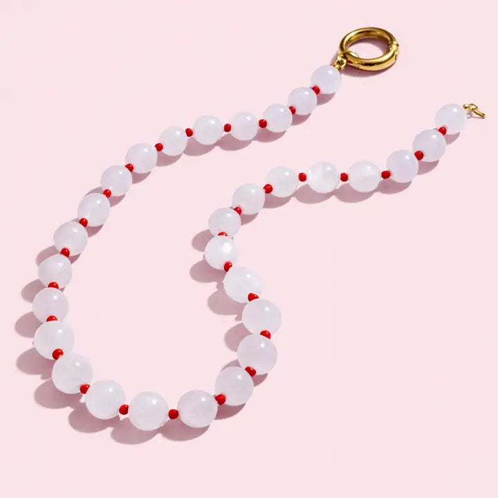 Moon Mink Stone Bead Necklace