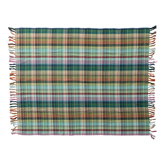 Plaid Fringe Woven Throw