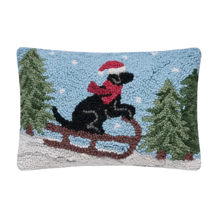 Lab On Sled Hook Pillow