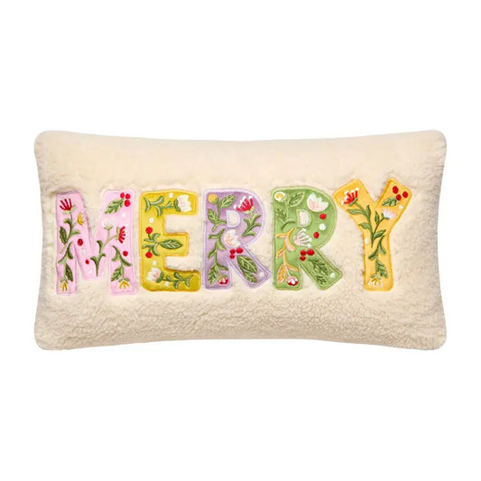 Merry Sherpa Applique Pillow