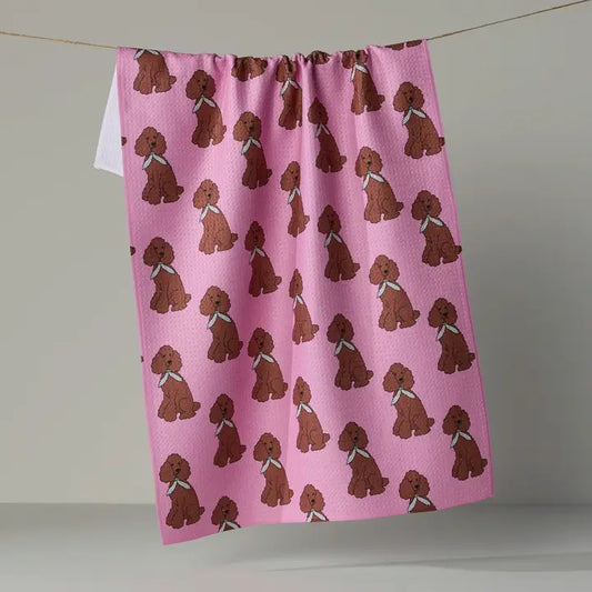 Poodle Parade Tea Towel