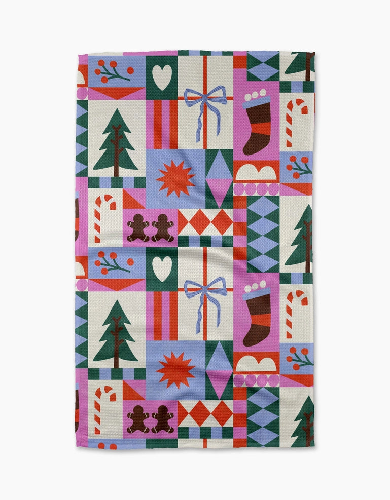 Festive Christmas Quilt Tea Towel
