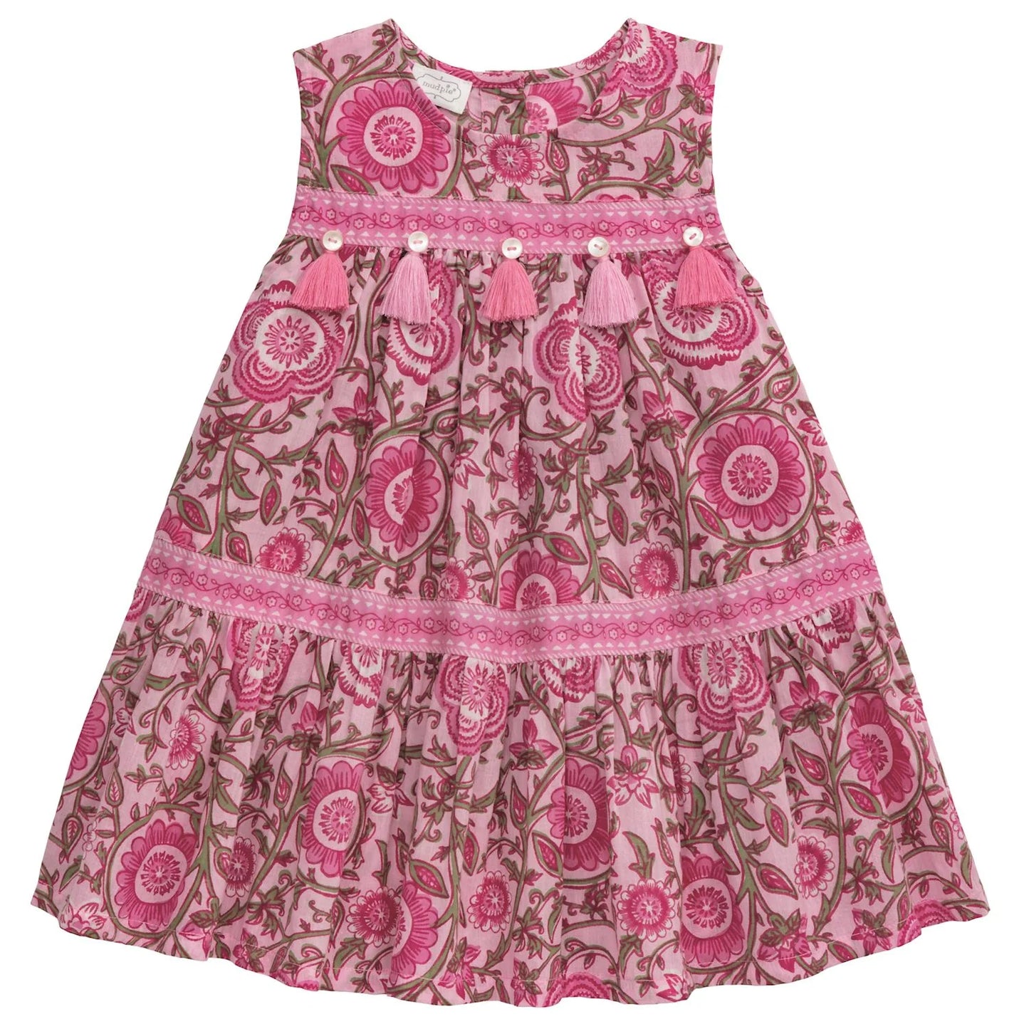 Floral Block Print Tier Dress