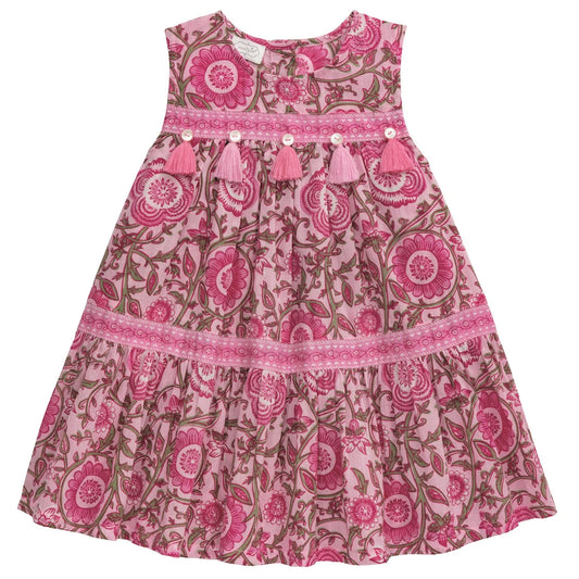 Floral Block Print Tier Dress