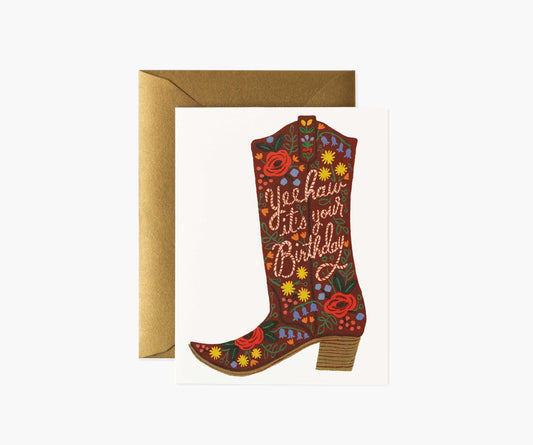 Cowgirl Boot Birthday Card