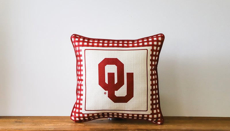 Oklahoma Gingham Mascot Pillow