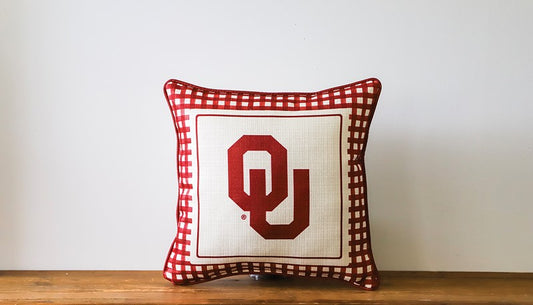 Oklahoma Gingham Mascot Pillow
