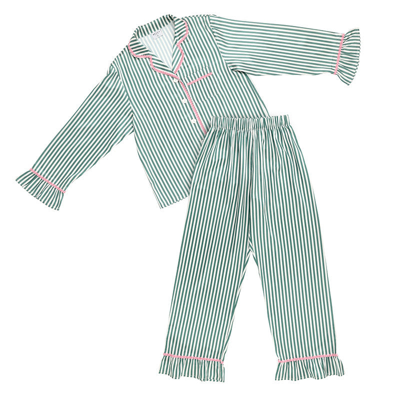 Green Stripe w/Pink Ric Rac Pj Pant set