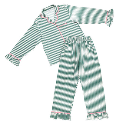 Green Stripe w/Pink Ric Rac Pj Pant set