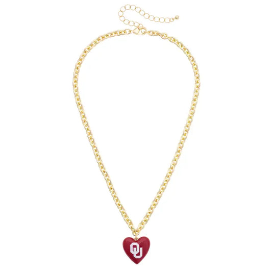 Oklahoma Sooners Heart Pendant Necklace