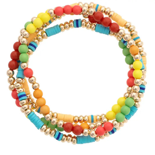 Lucia Rainbow Ball Bead Stretch Bracelet Set of 3