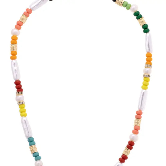 Lydia Pearl & Rainbow Beaded Necklace