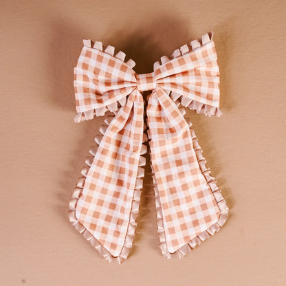 Maple Gingham Fancy Frills Bow