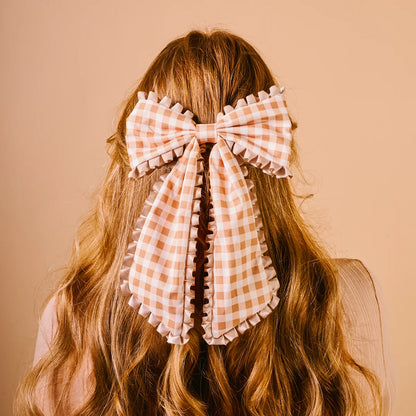 Maple Gingham Fancy Frills Bow