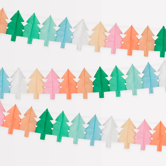 Tissue Paper Christmas Tree Garland Set