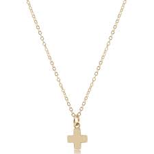 16" Signature Sm Gold Cross Necklace