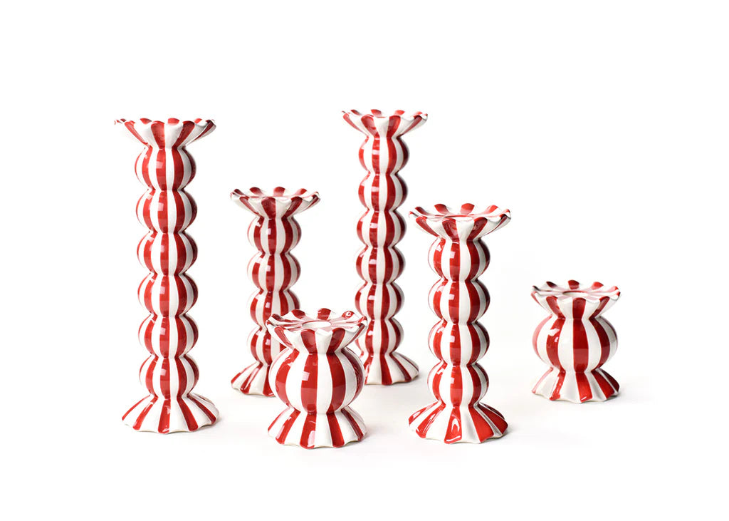 Red Stripe Candle Holder