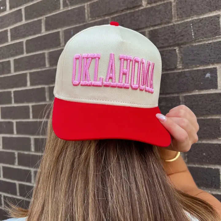 Oklahoma Hat in Pink & Red