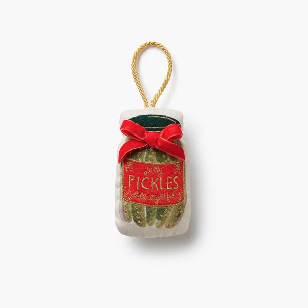 Embroidered Pickle Jar Ornament