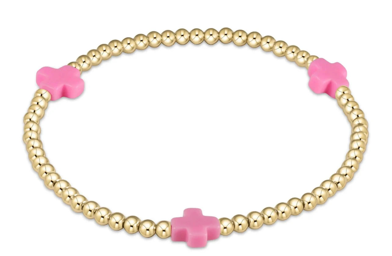 Extends Signature Cross Bracelet- Bright Pink
