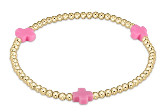 Extends Signature Cross Bracelet- Bright Pink