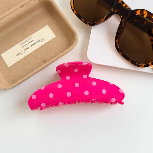 Vibrant Polka Dot Claw Clip