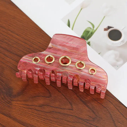 Glittery Striped Metal Eyelets Accents Hair Claw Clip