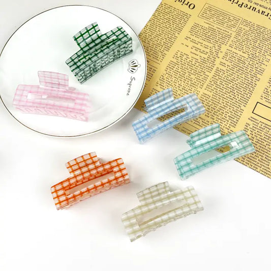 Spring Plaid Sparkly Hair Clip