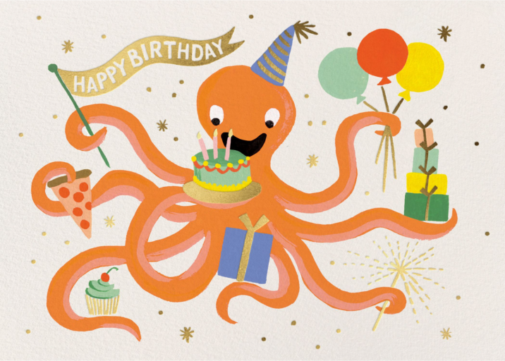 Octopus Birthday Card