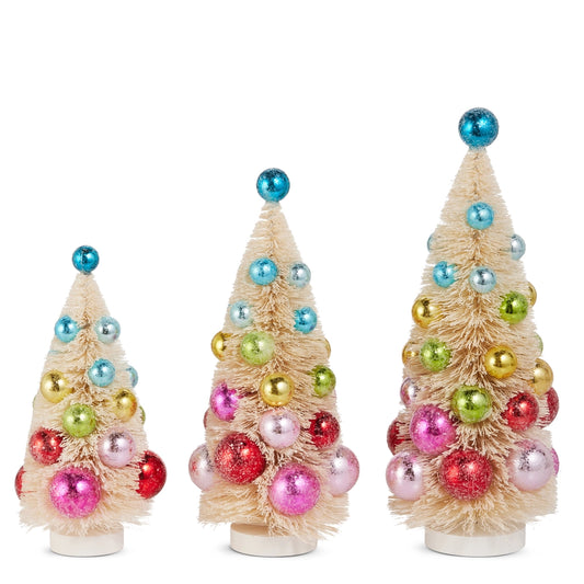Rainbow Ornament Bottle Brush Tree Set