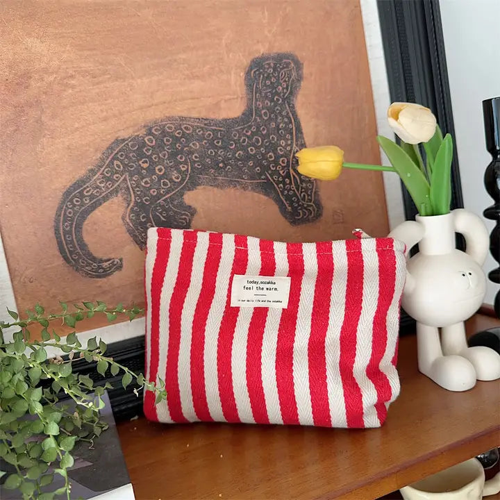 Stripe Canvas Makeup Bag