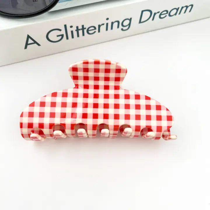 Vintage Gingham Red Claw Clip