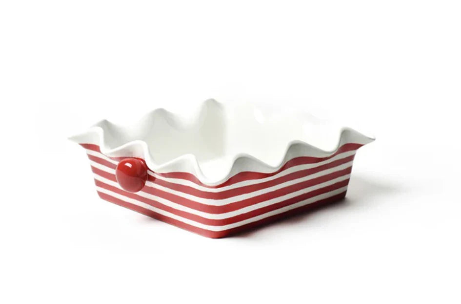 Red Stripe Ruffle 9.5" Casserole