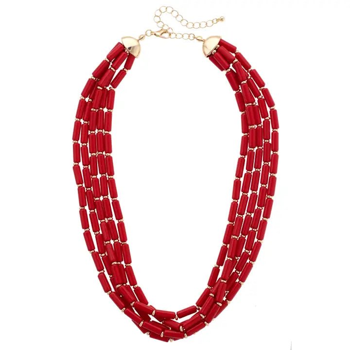 Red Santorini Multi Strand Necklace