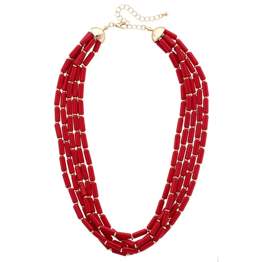 Red Santorini Multi Strand Necklace