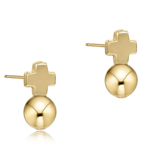 Sm Gold Cross Stud W/Gold
