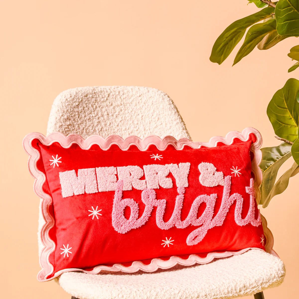 Merry & Bright Scallop Pillow