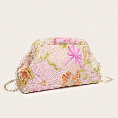 Vintage Sequins Flower Embroidery Crossbody
