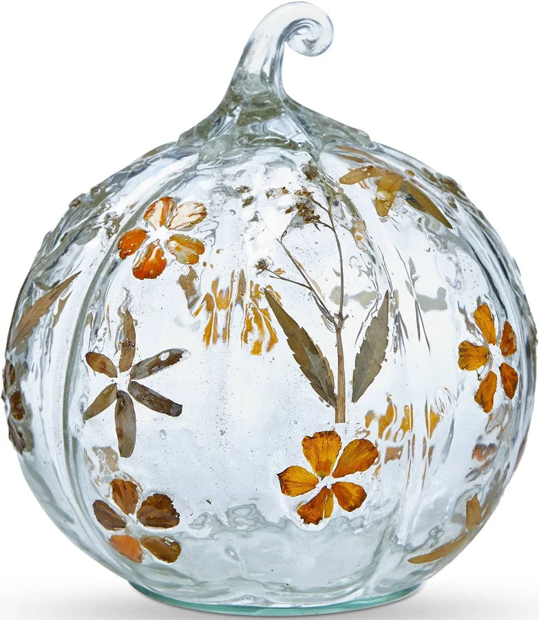 Glass Floral Pumpkin Design