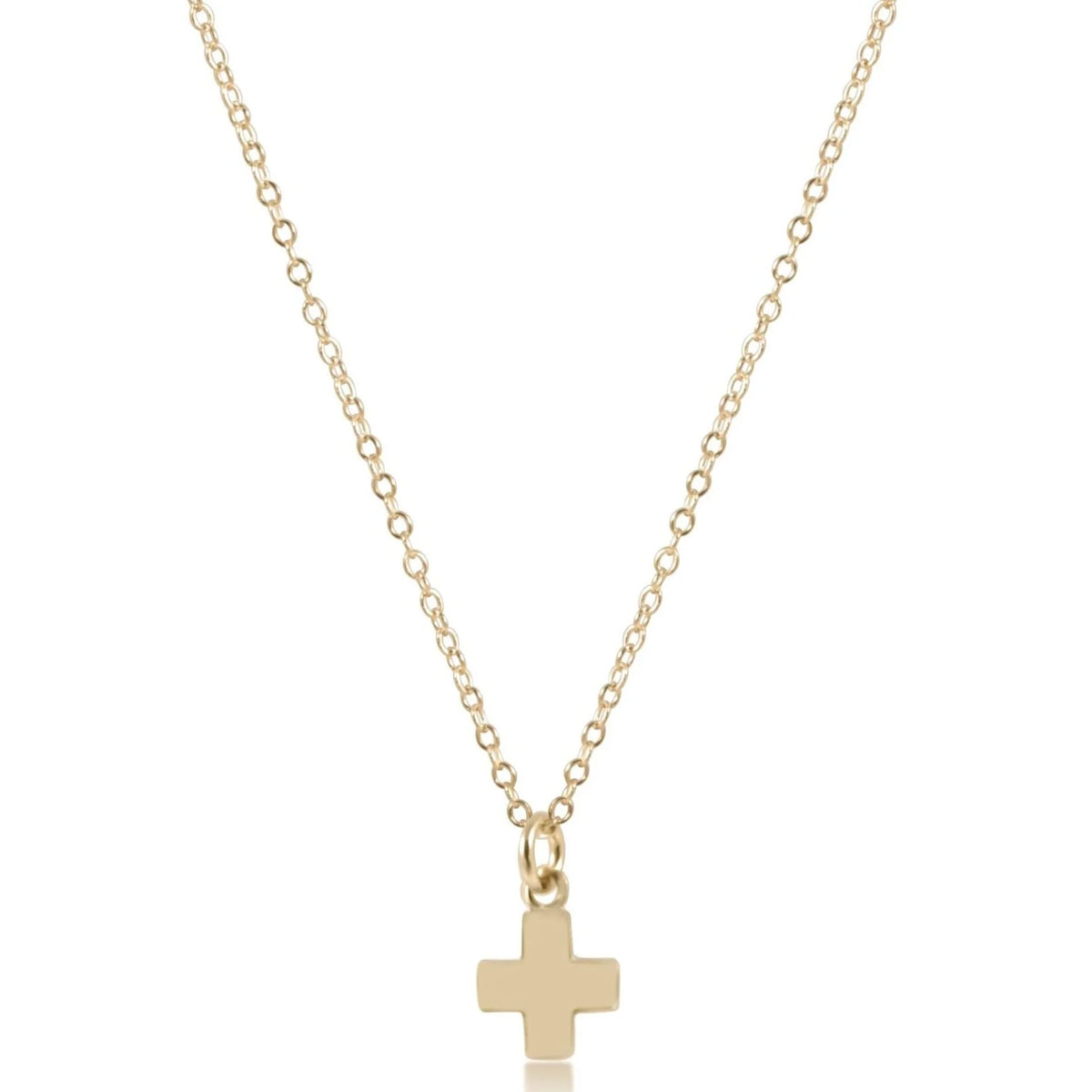 16" Necklace Gold - Signature Cross Small Gold Charm