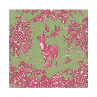 Stag Toile Raspberry Cocktail Napkin