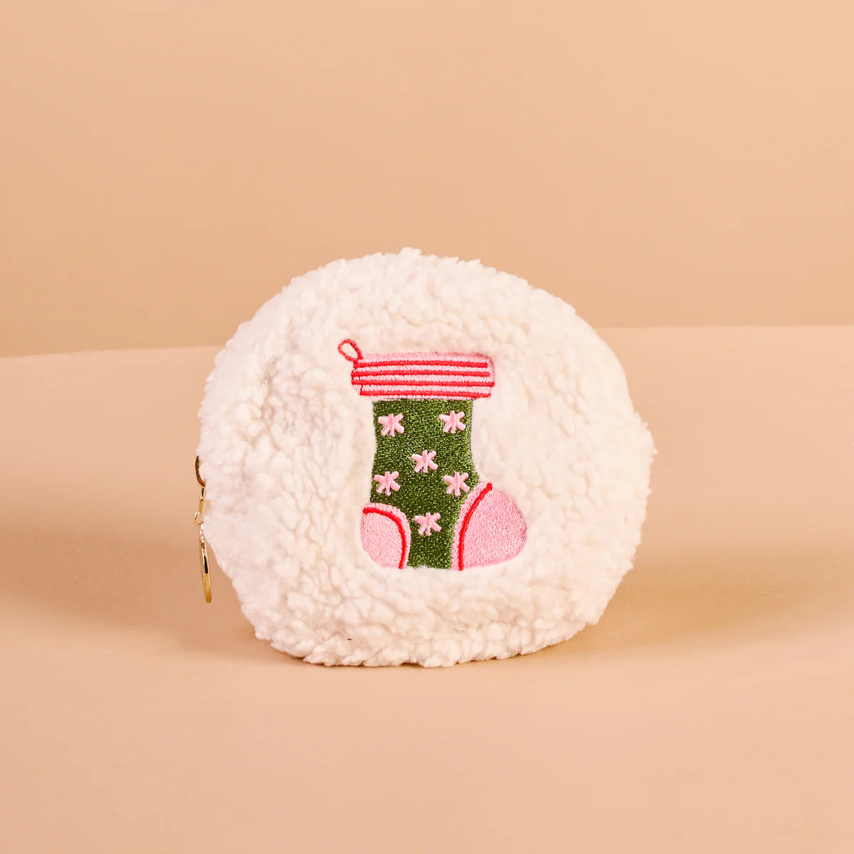 Holiday Stocking Circle Teddy Pouch