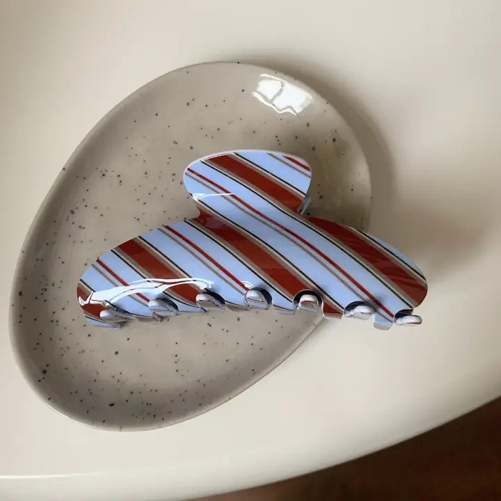 Blue/Brown Stripe Claw Clip