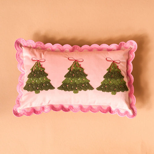 Twinkling Trees Scallop Pillow
