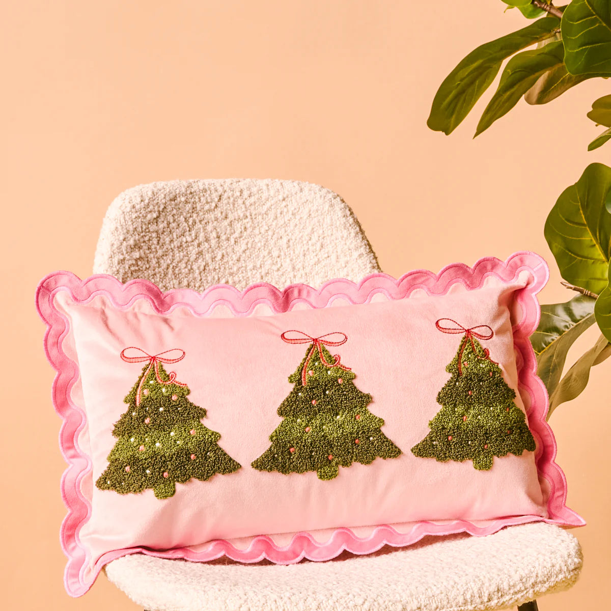 Twinkling Trees Scallop Pillow