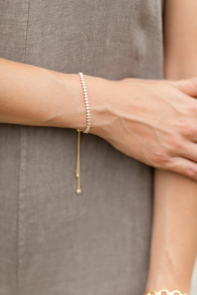 Gold Dainty Diamond Tennis Bracelet