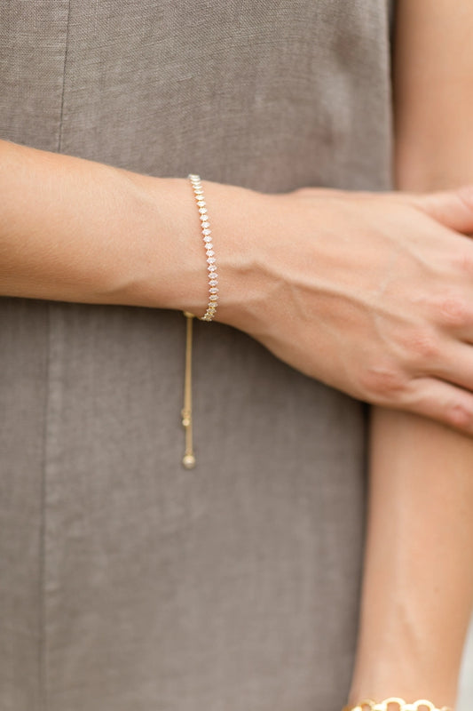Gold Dainty Diamond Tennis Bracelet