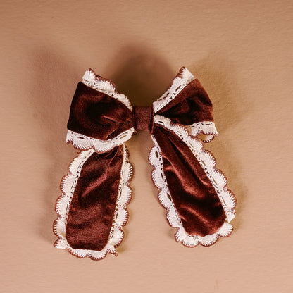 Brown Coquette Velvet Bow